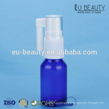 Blue medical glass bottle with oral sprayer